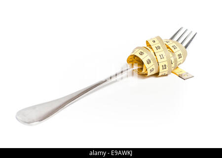 measuring tape on a fork concept Stock Photo