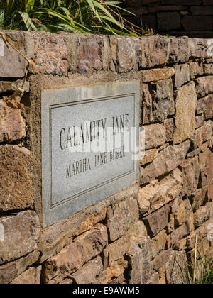 Calamity Jane's Grave Marker. Mount Moriah Cemetery in Deadwood, South Dakota, USA Stock Photo
