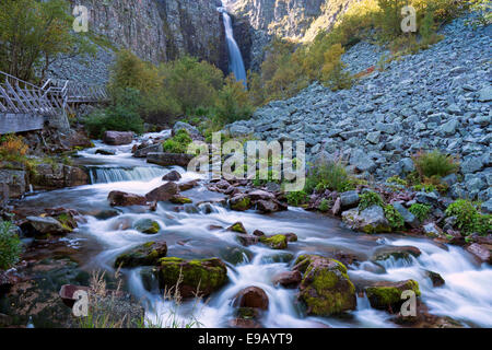 Njupeskär, the highest waterfall in Sweden, Fulufjället National Park, Dalarnas län, Dalarna County, Sweden Stock Photo