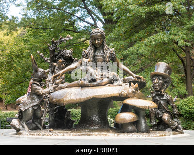 Alice in Wonderland Sculpture, Central Park, NYC Stock Photo