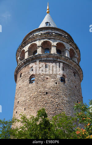 Galata Tower in Istanbul, Turkey. Stock Photo