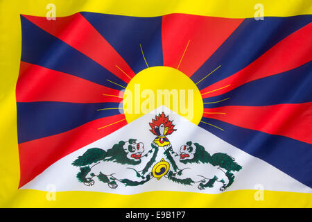 The Tibetan Flag - Snow Lion Flag - Free Tibet Flag Stock Photo