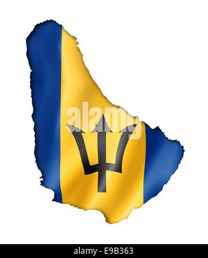 Barbados flag map, three dimensional render, isolated on white Stock Photo