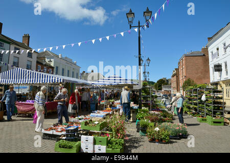 Market Stalls, Market Square, Ludlow, Shropshire, England, United Kingdom. Europe Stock Photo