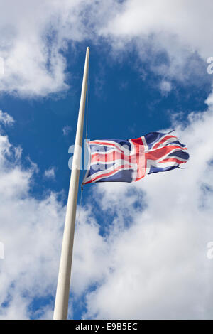 The Union Flag at half-mast Stock Photo