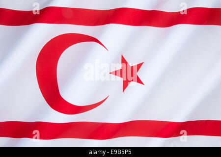 The flag of the Turkish Republic of Northern Cyprus - TRNC Stock Photo