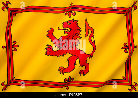 The Royal Banner of the Royal Arms of Scotland or more commonly the Lion Rampant of Scotland. Stock Photo