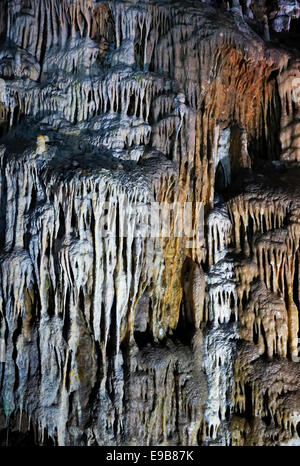 Stalactites inside Poole's Cavern in Buxton in the Peak District Derbyshire England UK a limestone cave with show caves Stock Photo