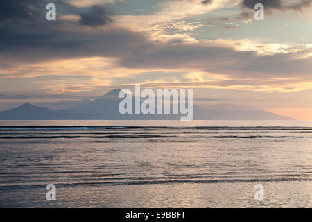 Sea view of Bali island from 'Gili Trawangan', 'Gili Islands', Indonesia Stock Photo