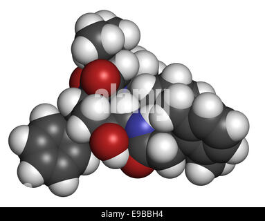 Lopinavir HIV drug molecule. Protease inhibitor class antiretroviral. Atoms are represented as spheres with conventional color c Stock Photo