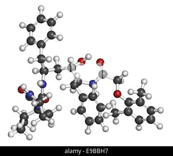 Lopinavir HIV drug molecule. Protease inhibitor class antiretroviral. Atoms are represented as spheres with conventional color c Stock Photo