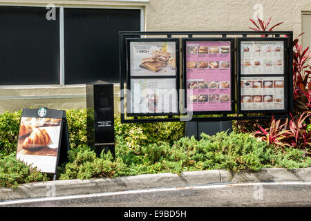 Miami Florida,Starbucks Coffee,barista,window service,menu,drive-through,visitors travel traveling tour tourist tourism landmark landmarks culture cul Stock Photo