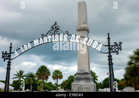 Key West Florida,Keys Key West Cemetery,A Los Martires de Cuba,memorial,Cuban freedom fighters,visitors travel traveling tour tourist tourism landmark Stock Photo