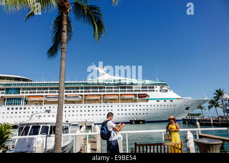 Key West Florida,Keys Westin Key West Resort & Marina,Vision of the Sea waters,Royal Caribbean Lines,RCL,cruise ship,port,water,Gulf of Mexico,adult a Stock Photo