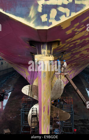 China, Shekou, 31 March till 6th April 2008 Bulk carrier Venture Spirit in dock for first 5 year service. Stock Photo