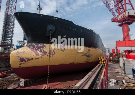 China, Shekou, 31 March till 6th April 2008 Bulk carrier Venture Spirit in dock for first 5 year service. Stock Photo