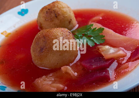 kubbeh soup  is  Levantine dish made of burghul , minced onions and  lean beef, lamb, goat or camel meat. Stock Photo