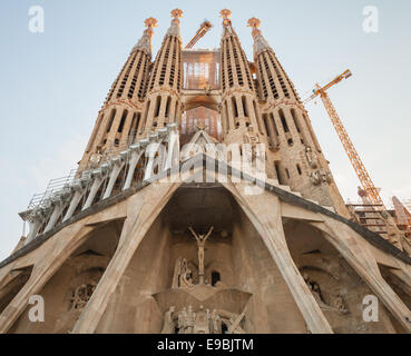 Barcelona, Spain - August 26, 2014: Sagrada Familia facade, the cathedral designed by Antoni Gaudi Stock Photo