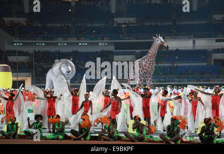 Lusaka, Zambia. 23rd Oct, 2014. Actors perform during the celebrations of the 50th anniversary of Zambian independence, in Lusaka, capital of Zambia, on Oct. 23, 2014. Credit:  Peng Lijun/Xinhua/Alamy Live News Stock Photo