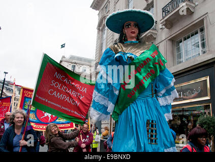 90,000 people join TUC General  Anti-Austerity & Britain Needs a Pay Rise march and rally in London 18th Oct  2014 Stock Photo