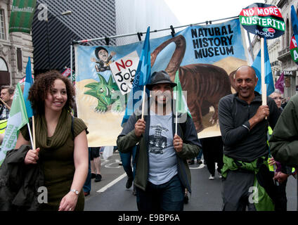 90,000 people join TUC General  Anti-Austerity & Britain Needs a Pay Rise march and rally in London 18th Oct  2014 Stock Photo