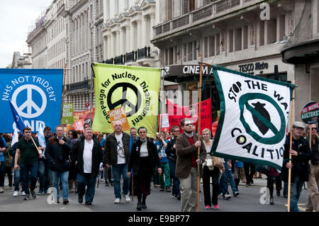 90,000 people join TUC General  Anti-Austerity & Britain Needs a Pay Rise march and rally in London 18th Oct  2014 Stock Photo