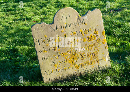 Eighteenth century gravestone in churchyard of St Nicholas Church, Salthouse, Norfolk. Stock Photo