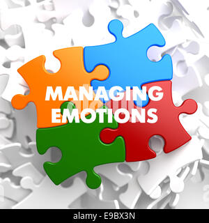 Managing Emotions on Multicolor Puzzle. Stock Photo