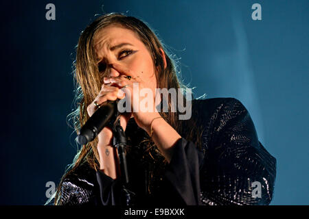 BARCELONA - JUN 14: Lykke Li (singer and songwriter from Sweden) performs at Sonar Festival on June 14, 2014 in Barcelona. Stock Photo