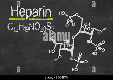 Blackboard with the chemical formula of Heparin Stock Photo