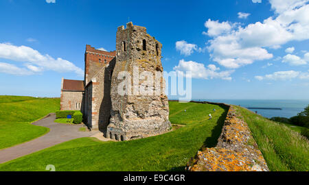 Panoramic view of the St Mary in Castro church in the grounds of Dover Castle in England Stock Photo