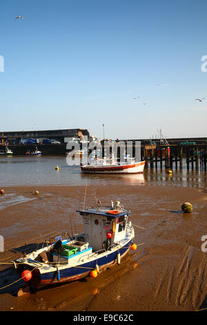 Fishing boats in the harbour at Bridlington, Yorkshire Stock Photo