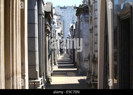Mausoleums inside the Recoleta monumental cemetery. Buenos Aires, Argentina. Stock Photo