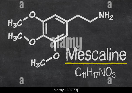 Blackboard with the chemical formula of Mescaline Stock Photo