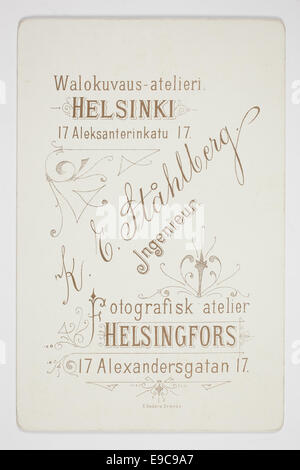 A historical photograph from the Atelier Finland collection, featuring a significant piece from the SLS Ståhlberg collection. This image is associated with the history of the Svenska litteratursällskapet i Finland and captures the essence of the period. Stock Photo