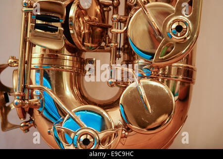 saxophone in close-up - keys and mechanism Stock Photo