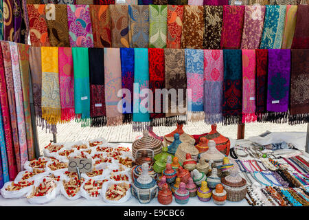 Colourful Items For Sale At The Friday Market In Ca'n Picafort, Mallorca - Spain Stock Photo