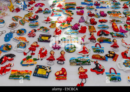 Colourful Souvenirs For Sale At The Friday Market In Ca'n Picafort, Mallorca - Spain Stock Photo