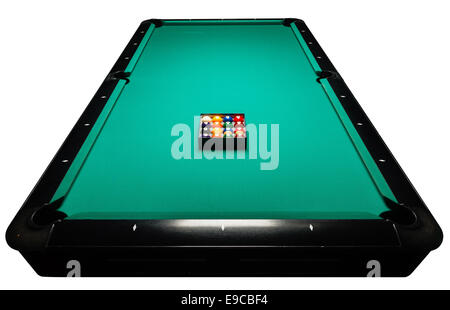 Table for billiards and ball top view. Isolated white. Clipping path included Stock Photo