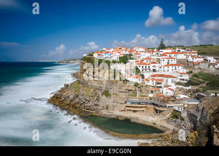 Azenhas Do Mar, Sintra, Portugal townscape on the coast.