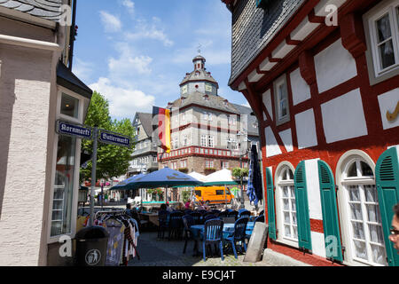 City hall, Buttermarkt butter market, historic old town of Herborn, Hesse, Germany, Europe, Stock Photo