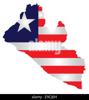 liberia territory with flag on map of globe isolated over white Stock ...