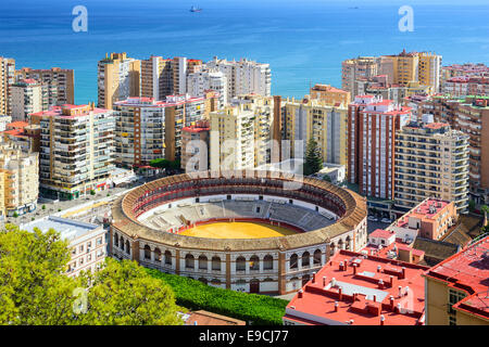 Malaga, Spain cityscape at the bullring. Stock Photo