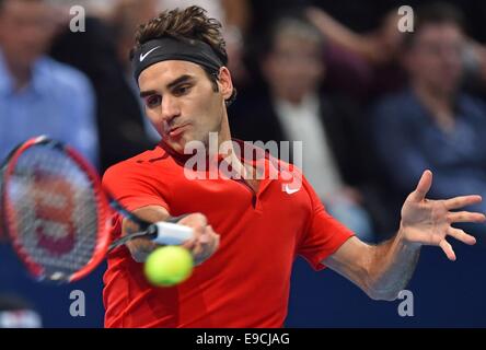 Basel, Switzerland. 25th Oct, 2014. Swiss indoor ATP tennis championships. Roger Federer (SUI) Credit:  Action Plus Sports Images/Alamy Live News Stock Photo