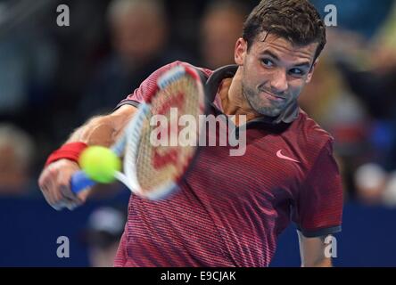 Basel, Switzerland. 25th Oct, 2014. Swiss indoor ATP tennis championships. Grigor Dimitrov (BUL) Credit:  Action Plus Sports Images/Alamy Live News Stock Photo
