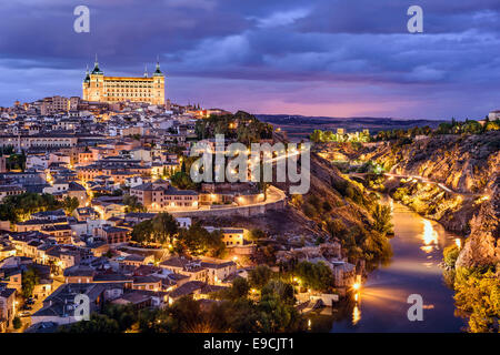 Toledo, Spain town skyline on the Tagus River. Stock Photo