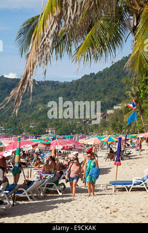 Tourists on Patong Beach, Phuket, Thailand Stock Photo