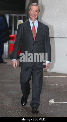 Nigel Farage outside ITV Studios  Featuring: Nigel Farage Where: London, United Kingdom When: 22 Apr 2014 Stock Photo