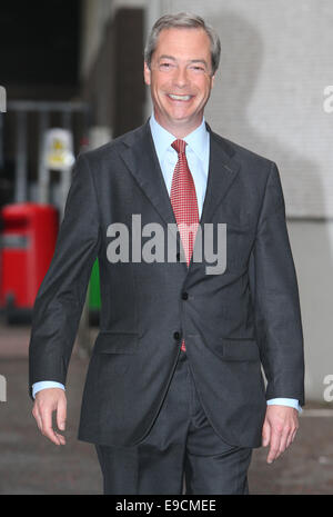 Nigel Farage outside ITV Studios  Featuring: Nigel Farage Where: London, United Kingdom When: 22 Apr 2014 Stock Photo