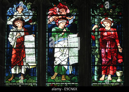 William Morris Stained Glass Window, Unitarian Church, Liverpool, UK Stock Photo